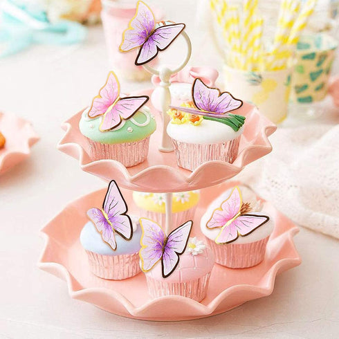 66 Pcs Butterfly Cupcake Toppers Birthday Party Decor,Pink Gold Cake Topper Picks Decor for Girls Women Wedding Birthday Party Baby Shower Party W...