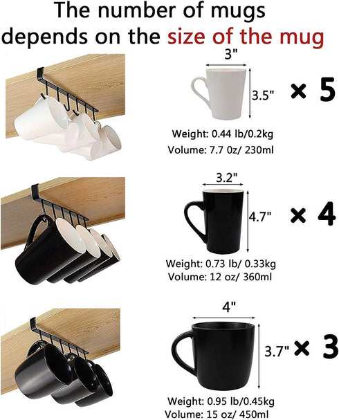 Mug Holder,Coffee Cup Holder,Kitchen Utensil Storage Hook,Cabinet Storage Hook,Wall Mounted Home Storage Hooks for Pots,Pans,Spoons,Spatulas,and C...