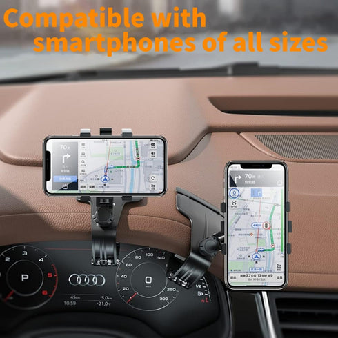 Car Phone Mount, Adjustable Cell Phone Holder for Car 360 Degree Rotation Dashboard Clip Mount Car Phone Holder Compatible for iPhone Samsung All ...