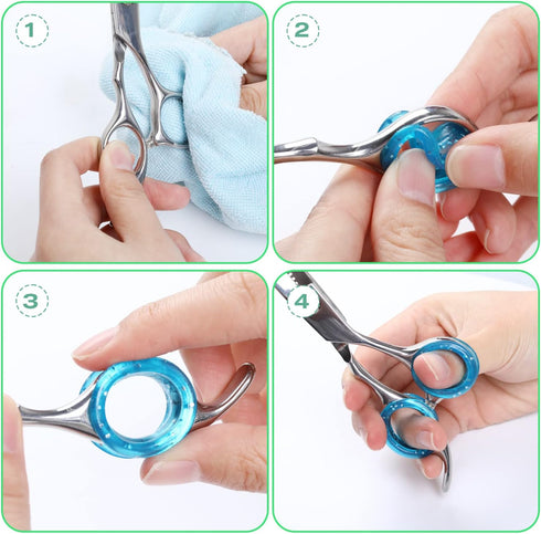16Pcs Soft Silicone Scissors Finger Rings Pet Shears Finger Inserts Rings Grips Inserts Grooming Shear Thumb Inserts Finger Protector Ring Scissor...
