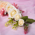 Lvydec Artificial Peony Flower Swag, 25 Inch Decorative Swag with Champagne Peony White Rose and Green Leaves for Wedding Arch Front Door Wall Dec...