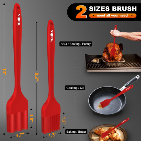 Walfos Silicone Basting Pastry Brush, Heat Resistant Pastry Brush Set, Strong Steel Core and One-Pieces Design, Perfect for BBQ Grill Baking Kitch...