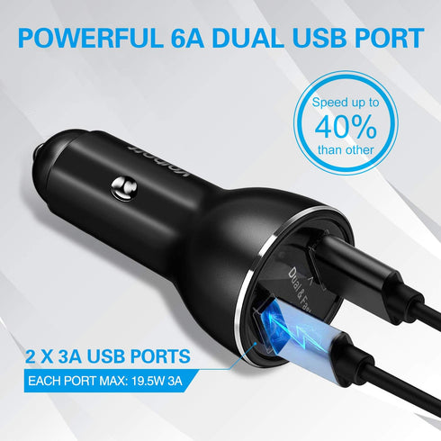 Car Charger,39W Fast Dual USB C Charge Adapter with 2 Quick Charging 3.0 Port for iPhone 15 14 13 pro max Samsung Galaxy XIAOMI Google etc,Black.....