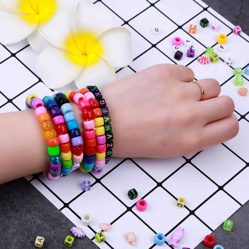 Bead Bracelet Making Kit, Shynek Bead Friendship Bracelets Kit with Pony Beads Letter Beads Charm Beads and Elastic String for Bracelet and Jewelr...