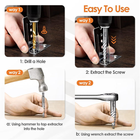 Screw Extractor Spiral Flute Bolt Remover Set Stripped Screw Remover Cr-MO Easy Out Bolt Extractor Set Gadgets for Men,Removing Stripped Studs Bro...