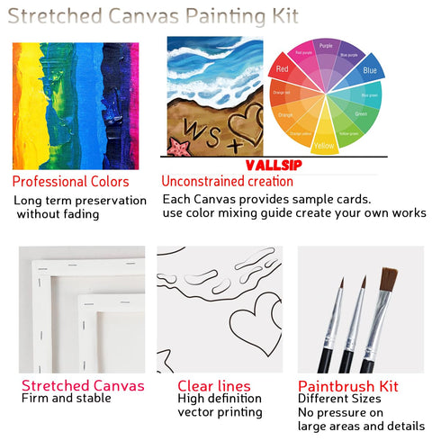 2 Pack Paint and Sip Canvas Painting Kit Pre Drawn Canvas for Painting for adults Stretched Canvas Couples Games Date Night Summer Beach Vows Anni...