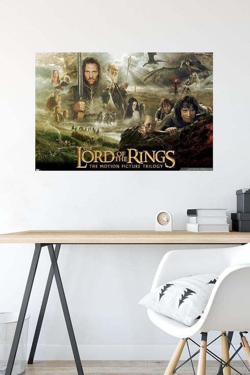 The Lord of the Rings: The Motion Picture Trilogy Wall Poster, 34L" x 22.4W", Premium Poster & Mount Bundle...