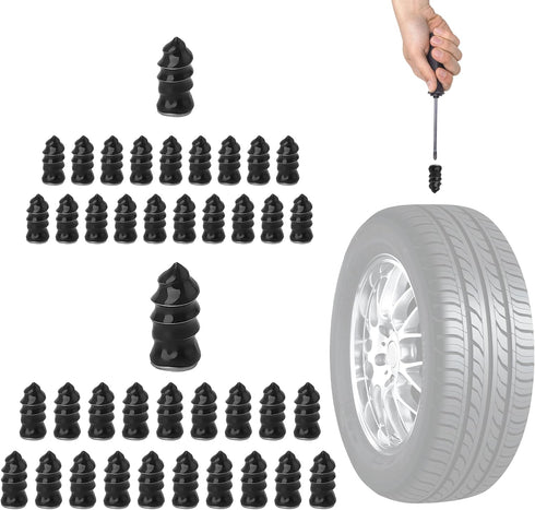 40 PCS Tire Plug Kit, Fast and Easy Vacuum Tire Repair Rubber Nail with Screwdriver for Car Motorcycle ATV Tires Puncture Repair (20 S+20 L+ Screw...