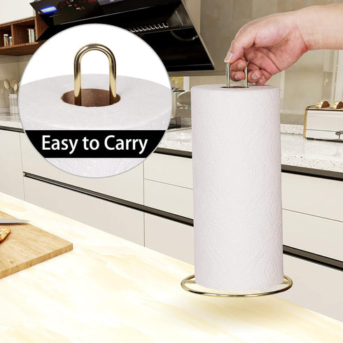Gold Paper Towel Holder Countertop, OBODING, Kitchen Paper Towel Stand Holder for Kitchen Organization and Storage, Paper Towel Holders for Standa...