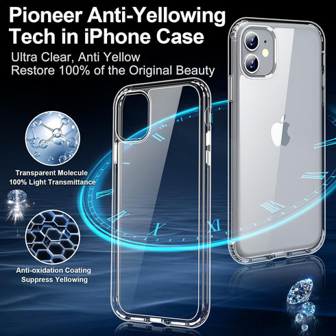 jaroco iPhone 11 Case 6.1-Inch, Non-Yellowing Shockproof Phone Bumper Cover, Anti-Scratch Clear...