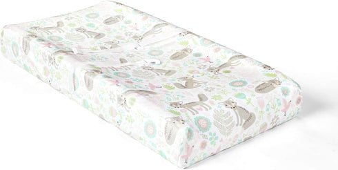 Lush Decor Baby Pixie Fox Geo Soft & Plush Changing Pad Cover, 2 Pack, Multi, 16" W x 32" L + 5" Pocket - Changing Table Pad Cover - Floral Fox Pa...