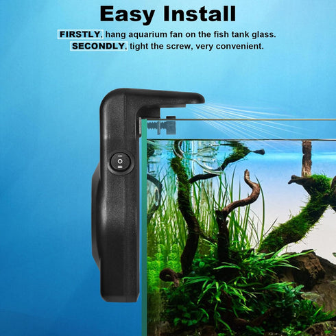 Mini Aquarium Chiller Small Fish Tank Fan Aquarium Cooling Fan 2-Level Speed Adjustable Aquarium Fan Quiet Aquarium Cooler with Wide Angle Wind Su...