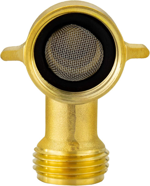 RecPro RV 90 Degree Hose Elbow with Mesh Strainer | Solid Brass Garden Hose Elbow Adapter for RV Water Hose | City Water Inlet Elbow Fitting | Pre...