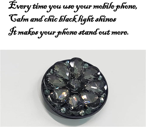 MJ Blooming Bling Bling Cubic Flower Shape Foldable Expandable Multifunctional Cell Phone Grip and Stand Holder(Black)...