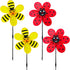Flower Wind Spinner 4pcs Garden Pinwheels Whirligigs 11.8inch Ladybug Bee Windmill Wind Spinner Pinwheel for The Yard Garden Lawn Patio Outdoor De...