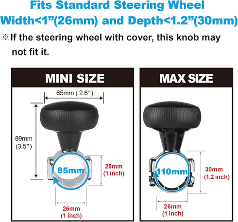Hypersonic Steering Wheel Spinner Knob - Compatible with Standard Steering Wheels - Smooth Suicide Knob for Car, Tractor, Mower, Boat and Maneuver...