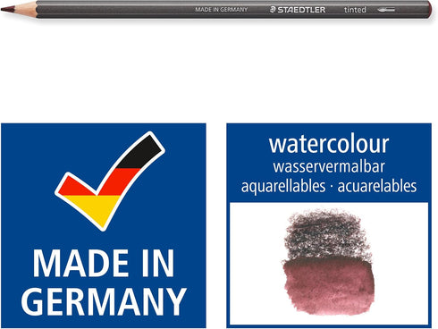 Staedtler Water-Soluble Tinted Graphite Pencils, Watercolor Artist Set, Pre-sharpened, 12 Colors in Metal Tin, 14610T M12...