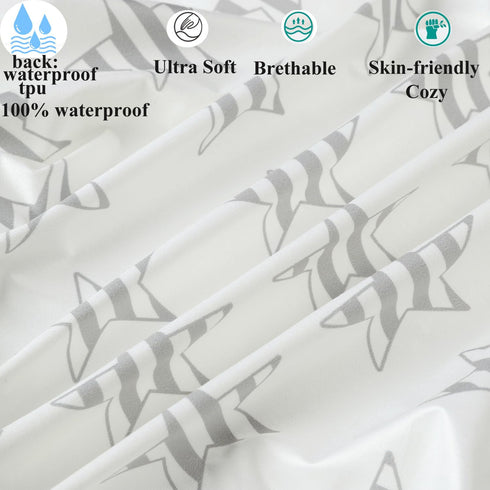 Waterproof Changing Pad Cover Set 2 Pack Stretch Jersey Knit Super Soft Grey Love & Stars...