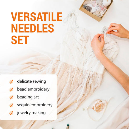 VONEEDL 100 Straight Beading Needles with Convenient Storage Tube Size 11-0.4mm (0.015in) Extra Fine Thread Needles - Perfect for Bead and Sequin ...