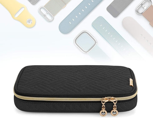 Teamoy Watch Band Storage Case Holds 12 Watch Straps, Travel Organizer Bag Compatible for All Series Apple Watch Bands or Smart Watch Bands, Black...