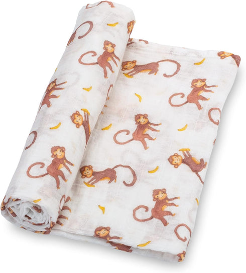 Swaddle Blanket | 100% Muslin Cotton | Gender Neutral Newborn and Baby Nursery Essentials for Girls and Boys, Registry | Monkey Print...