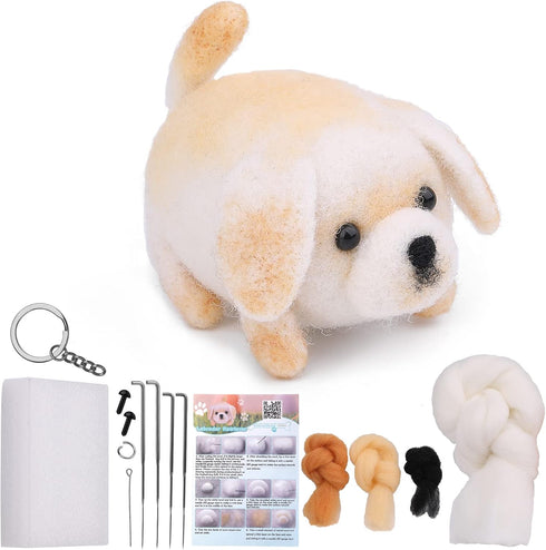 QMNNMA Needle Felting Kit for Beginners, DIY Wool Felt Materials Set, Animals Needle Felting Supplies and Instruction for Needle Felting Craft Pro...