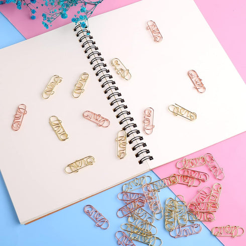 60Pcs Love Shape Paper Clips Rose Gold Heart Paper Clips Love Gold Paperclips Funny Cute Paperclips Metal Paper Clips Love Heart Shapes Bookmarks ...