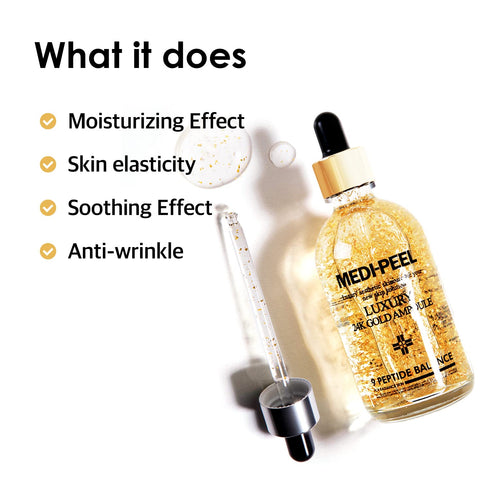 MEDI-PEEL Pure Gold 24K Ampoule 3.38 fl.oz / 100ml | 99.9% 24K Pure Gold All in One Ampoule, 5 Revitalizing Extracts To Minimize Moisture Loss, Br...