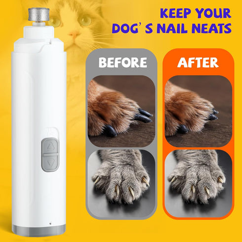Dog Nail Trimmers, Usable for Cat Nail Clipper, Dog Nail Grinder, Upgraded Dog Nail Grinder Silent Use, Rechargeable Battery, Equipped with LED Li...