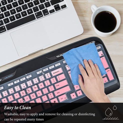 Keyboard Cover for Logitech MK320 MK330 K330 Wireless Desktop Keyboard, Logitech MK320-YR002/Y-R0009 Keyboard Skin Accessories-Gradual Pink...