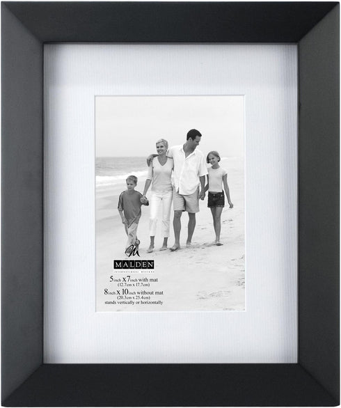 Malden International Designs Berkeley Matted Black Wood Collage Picture Frame, 5x7/8x10, Black...