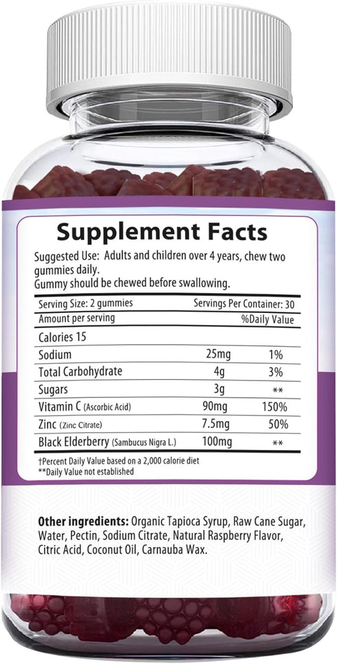 Herbion Naturals Elderberry Gummies with Vitamin C & Zinc Healthy Immune System Support Gummies, 60 Count Pectin Gummies...