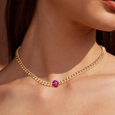 Valloey Rover Gold Necklace for Women 14K Gold Plated Cuban Chain Choker Necklace Simple Necklace Jewelry Gift for Women...