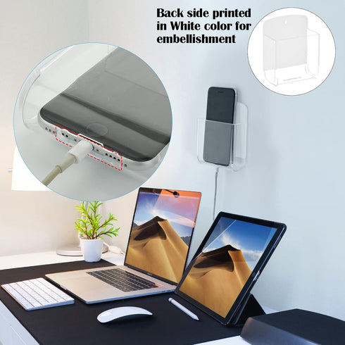 Cosmos Pack of 2 Acrylic Remote Control Holder Adhesive Wall Mount Phone Holder Wall Mount Organizer Media Storage Box Phone Charging Storage Box ...