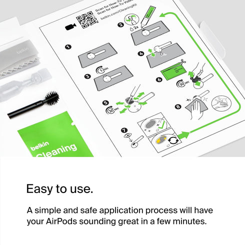 Belkin AirPods Cleaning Kit for One-Time Use – Fast, Easy, & Safe AirPod Cleaner Set, Safely Removes 99% of Earwax & Dirt, Restores Earbuds – Comp...