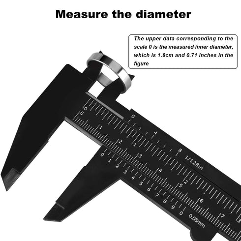 Honoson 10 Pieces 150 mm Mini Plastic Caliper Vernier Caliper Double Scale Sliding Gauge Measuring Tool for Student Office, 0-6 Inch, Black...
