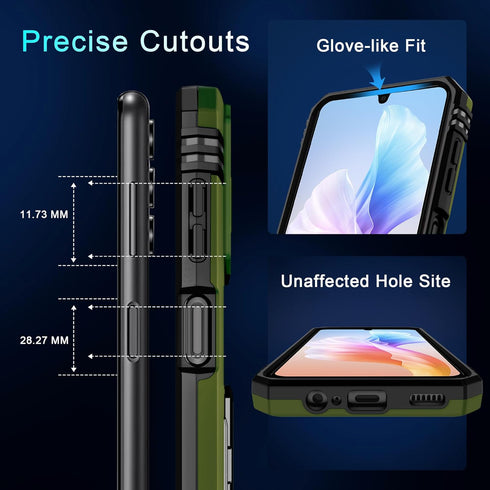 DEERLAMN for Samsung Galaxy A15 5G Case with Slide Camera Cover+Screen Protector (1 Pack), Rotated Ring Kickstand Military Grade Shockproof Protec...