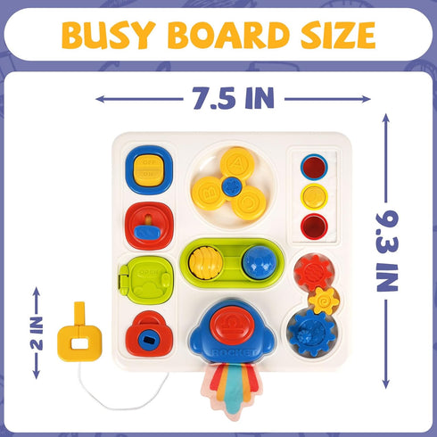 Montessori Busy Board for Toddler Baby Sensory Board with Music and Light,Activity Board for Fine Motor Skills,Baby Busy Board Travel Sensory Toy,...