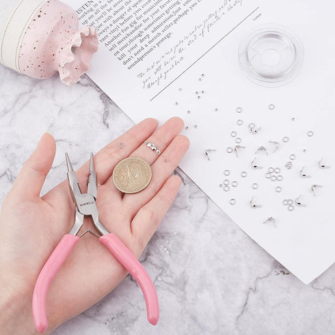 SUNNYCLUE Jewelry Pliers Making Supplies Kit Round Nose Pliers 32Feet Copper Jewelry Wire 40pcs Jump Rings 40pcs Crimp Beads & 40pcs Bead Tips for...