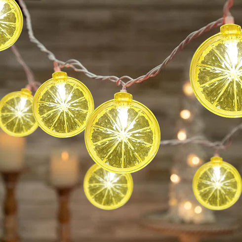 SUNSGNE Lemon LED Decorative String Lights Indoor, 8.5ft Outdoor Hanging String Lights with 10 LED Lemon, Plug in Warm White Fairy Light String fo...