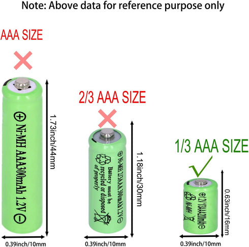 6 Packs 1/3aaa 200mah 1.2v NI-MH Rechargeable Battery for Outdoor Solar Garden Art Light Battery (Not AAA Standard Size Batteries, 1/3 The size of...