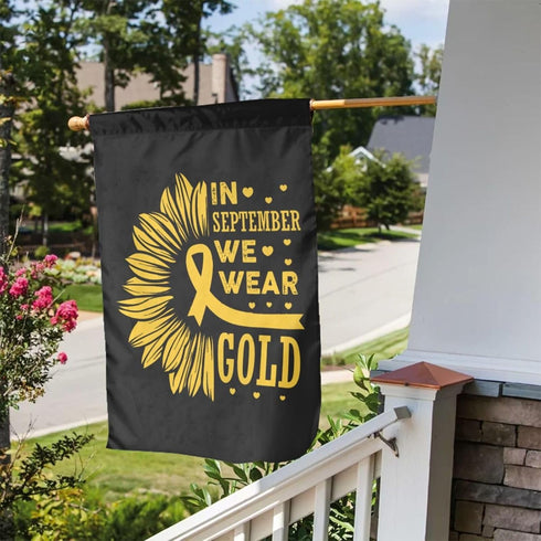 Childhood Cancer Awareness Month In September We Wear Gold Flag Double Sided Garden Flags Welcome Banner Decoration For Wedding Party Yard 12x18 I...