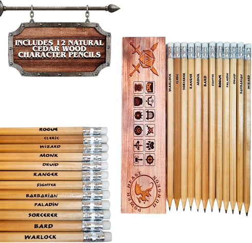 Power Beast Dungeon 12 Character Class Pencils for Dungeons and Dragons, D&D, Dungeon Master Gift, DND, D&D 5e, Pathfinder, Role Playing Games....