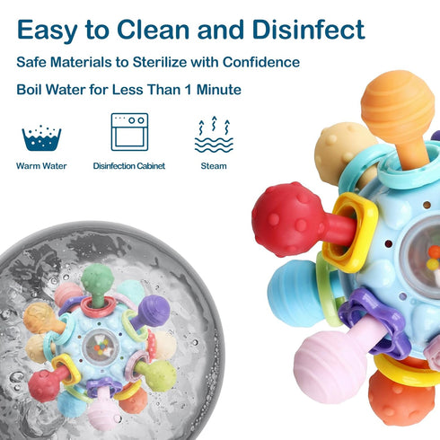 Baby Sensory Teething Toys - Montessori Teether Toys for Babies 0-6 6-12 Months, Infant Developmental Learning Toys for 0 3 6 9 12 18 Months Newbo...