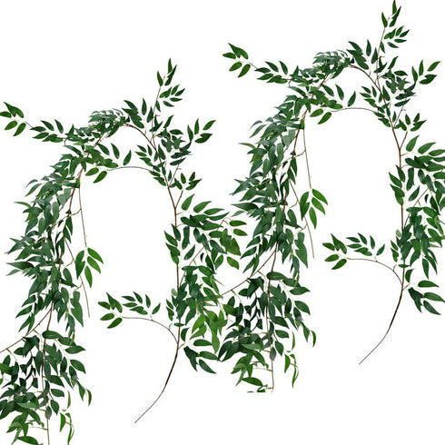 Supla 2 Pack 11.4' Silk Hanging Willow Jungle Leaves Greenery Vines Garland Fake Willow Twigs String in Green for Indoor Outdoor Wedding Decor Jun...
