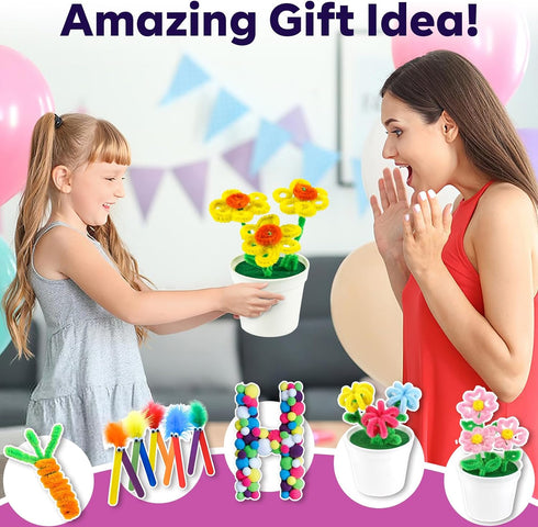FUNZBO Arts and Crafts Supplies for Kids - Craft Kit with Glitter Glue Stick, Pipe Cleaners Craft & Craft Tools, DIY School Supplies Kit, Girls To...