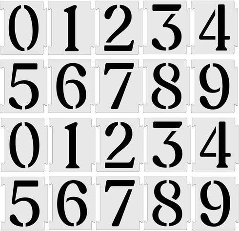 3 Inch Curb Stencil Kit 0-9 Address Number Stencil, 20Pcs Reusable 14 Mil Mylar Plastic Numbers Stencils for Painting on Road, Wall, Wood, Mailbox...