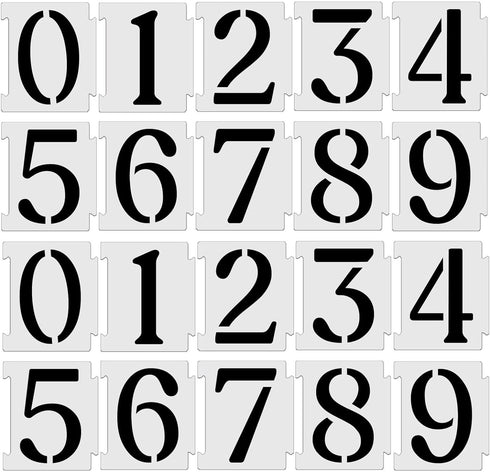 6 Inch Curb Stencil Kit 0-9 Address Number Stencil, 20Pcs Reusable 14 Mil Mylar Plastic Numbers Stencils for Painting on Road, Wall, Wood, Mailbox...