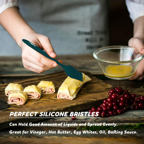 Walfos Silicone Basting Pastry Brush, 2 Size Pastry Brush Set, Perfect for BBQ Grill Kitchen Cooking, BPA Free and Dishwasher Safe, 2 Pcs (Ink Gre...