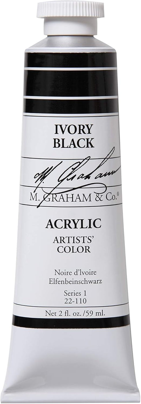 M. Graham 2-Ounce Tube Acrylic Paint, Ivory Black (22-110)...